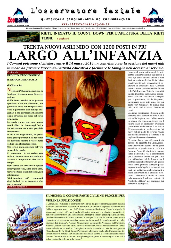 L'osservatore d'Italia edizione del 23 Novembre 2013